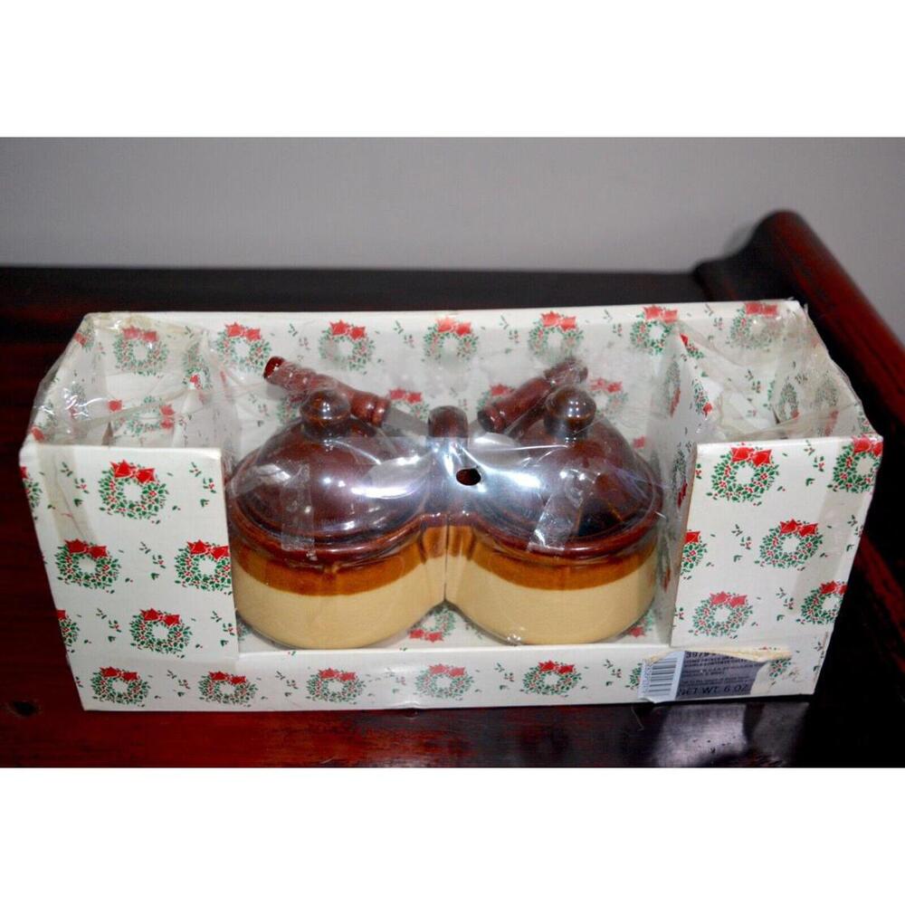 Vintage Ceramic Condiment Jelly Server Set w/ Spoons in Box